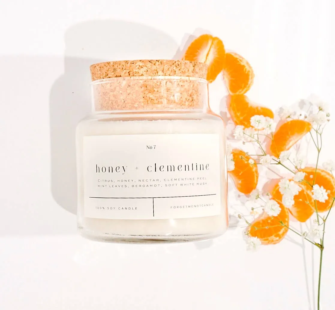 Forget Me Not Candle - Honey   Clementine 22 oz Glass Candle