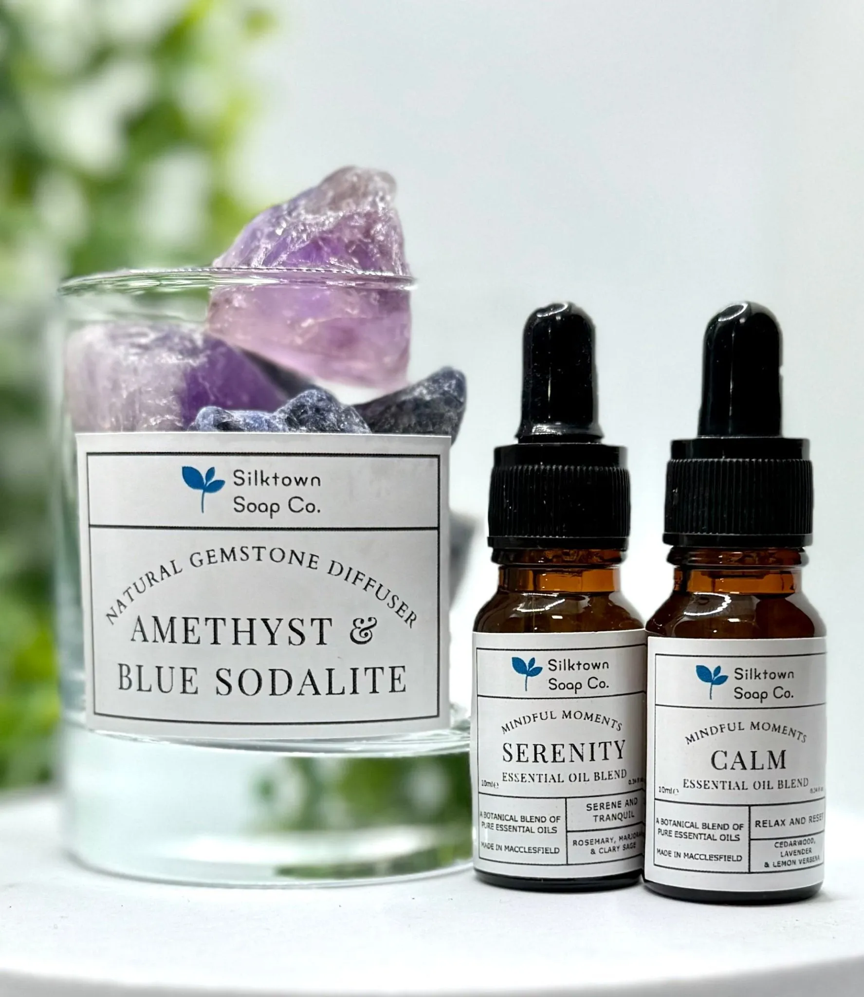 Natural Gemstone Diffuser - Amethyst & Blue Sodalite